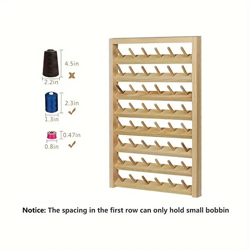 Wooden Wall Spindle Rack – Thread Spool & Hair Accessory Organizer