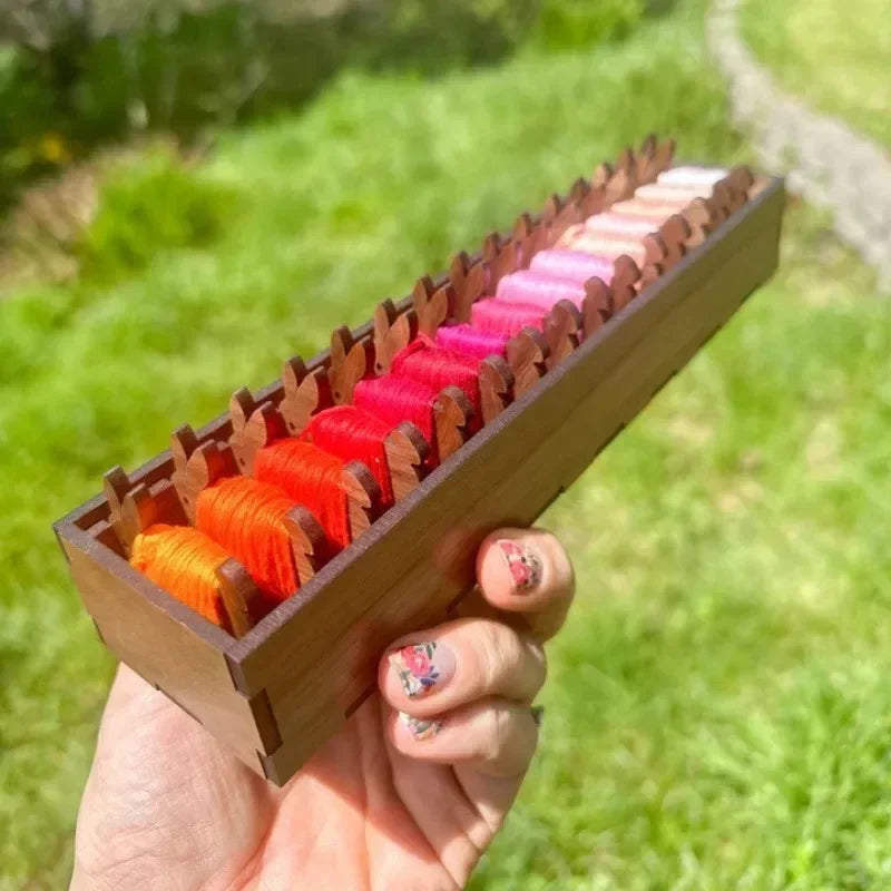 Wooden Animal Bobbin Set – Embroidery Floss Thread Organizer
