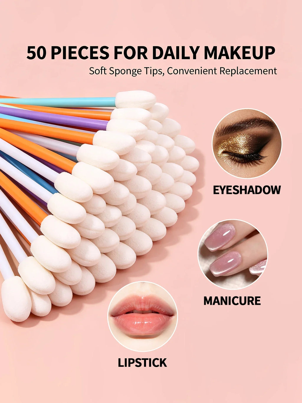 50-Piece Sponge Makeup Brush Set – Eye, Lip & Concealer