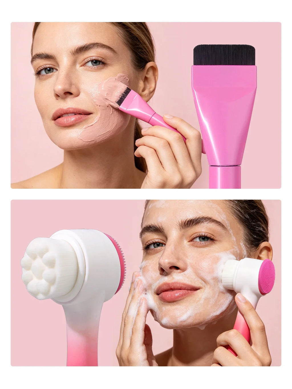2Pcs Silicone Facial Cleansing & Mask Brush Set | Nixie