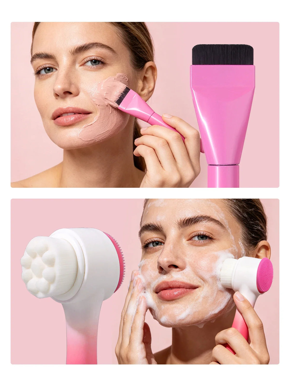 2Pcs Silicone Facial Cleansing & Mask Brush Set | Nixie