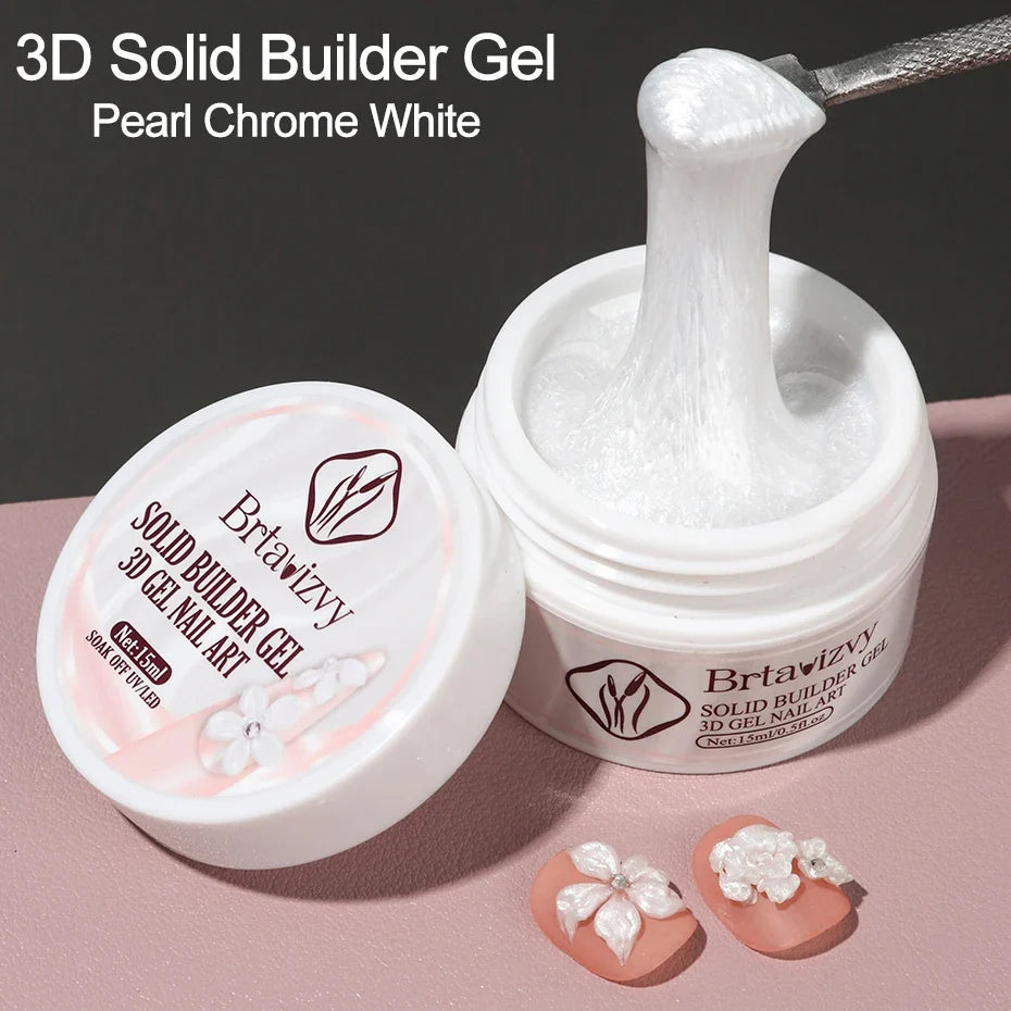 Pearl White 3D Nail Builder Gel – Flower Molding 15ml