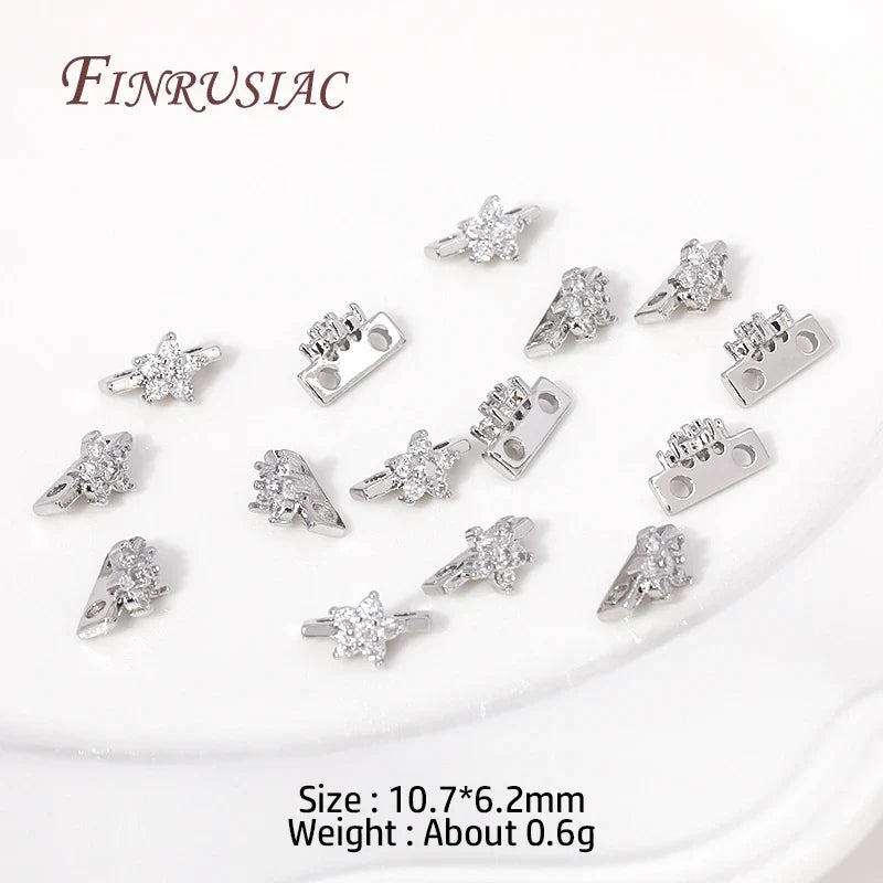 18K Gold Plated Zircon Flower Spacer Bars 2/3 Hole | DIY Jewelry