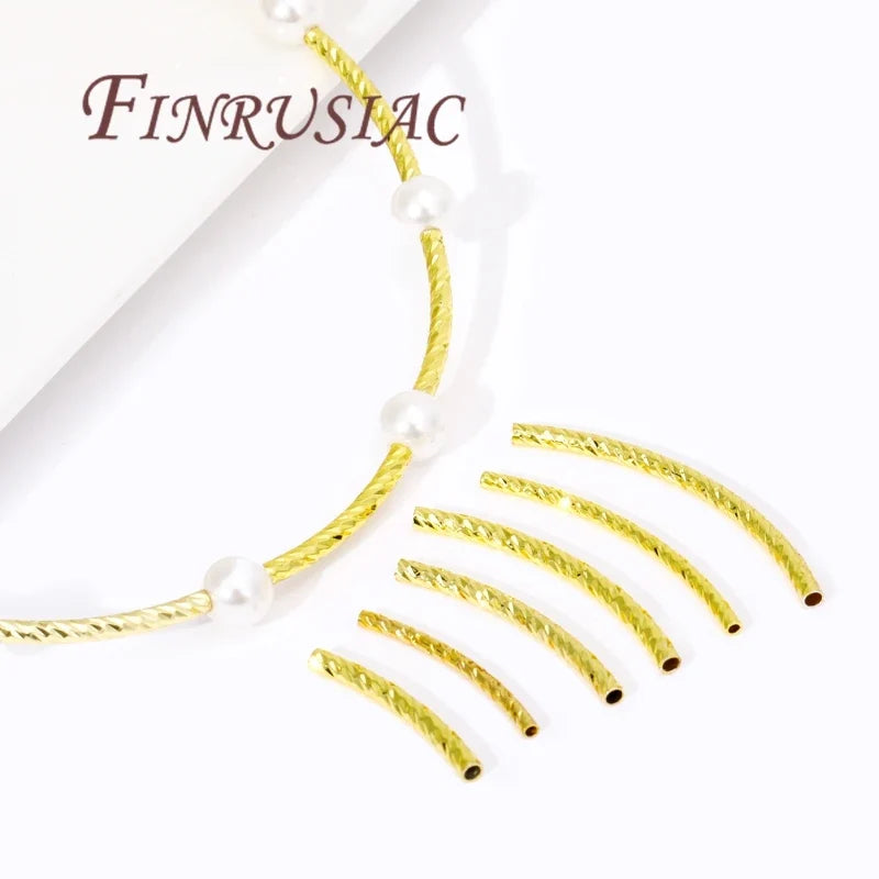 20Pcs 18K Gold Plated Brass Curved Tube Spacer Beads DIY