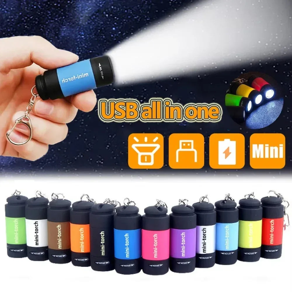 USB Rechargeable LED Keychain Flashlight – Waterproof Pocket Torch
