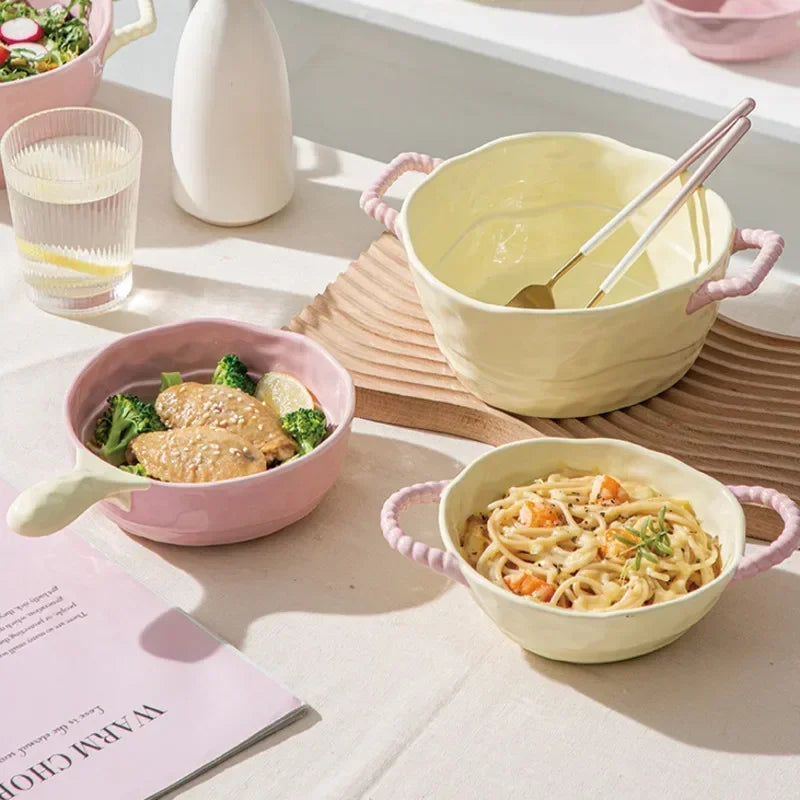 Ceramic Handle Bowl – Salad, Soup & Baking Bowl