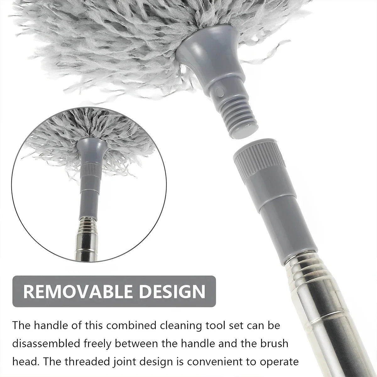 Telescopic Microfiber Duster Set – 40–250cm, 3 Heads