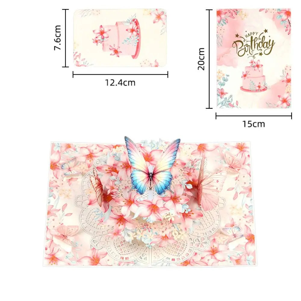 3D Pop-Up Butterfly Flower Birthday Card with Envelope