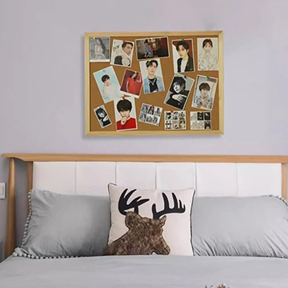 Wooden Frame Cork Bulletin Board – Hanging Memo Display Board