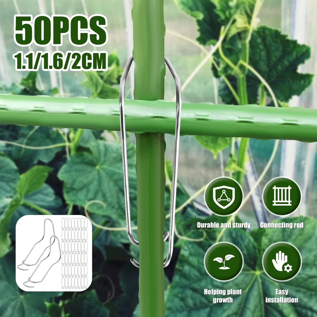 50Pcs Steel Plant Trellis Connecting Buckles & Pole Clips