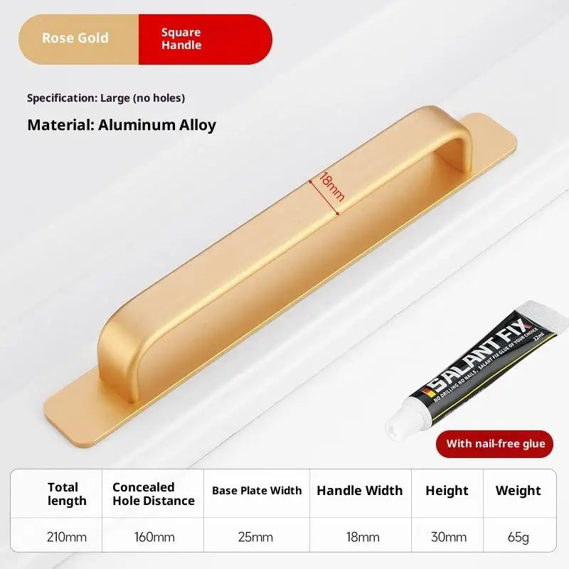 Drill-Free Aluminum Adhesive Door Handle for Sliding Doors & Drawers