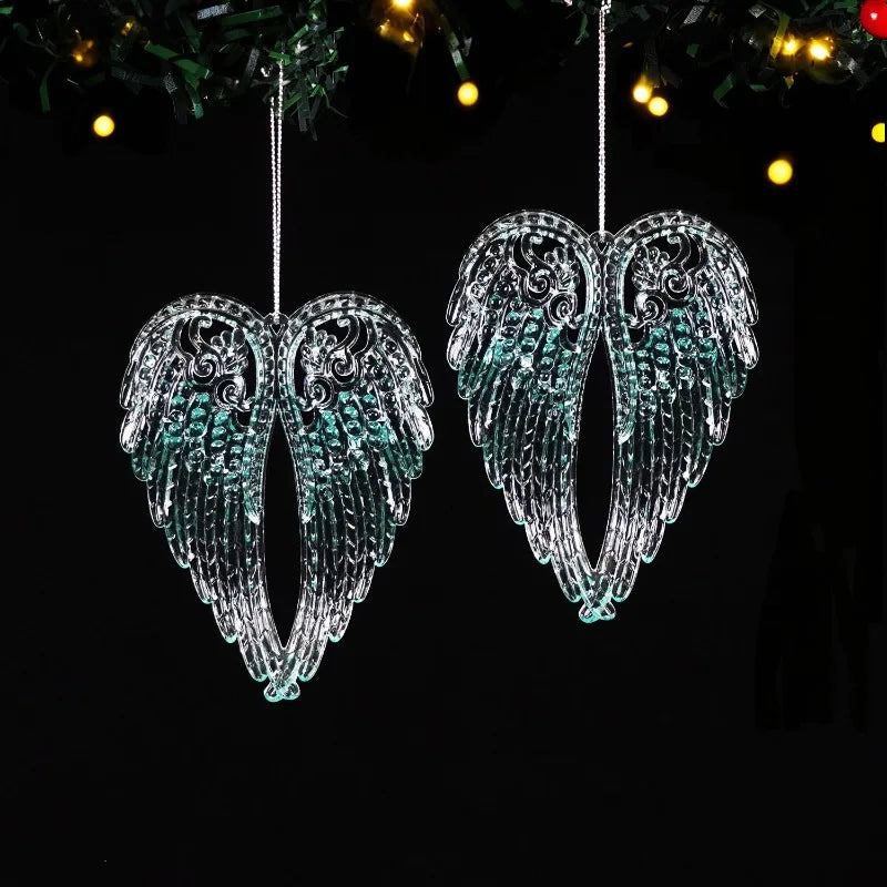 5PCS Acrylic Crystal Angel Wings Christmas Ornaments