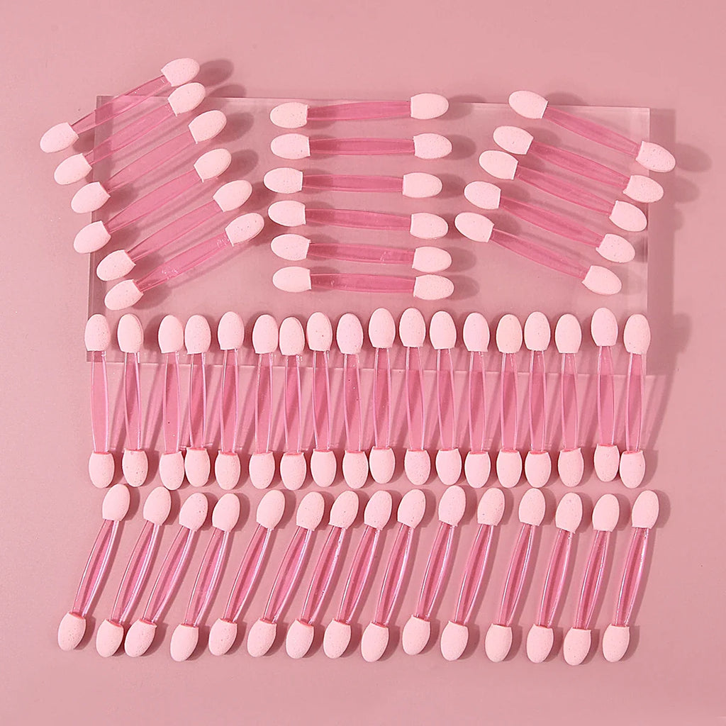 50pcs Pink Double-Ended Eyeshadow Applicator Sponge Sticks
