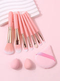 10-Piece Makeup Brush Kit with Powder Puff & Sponge