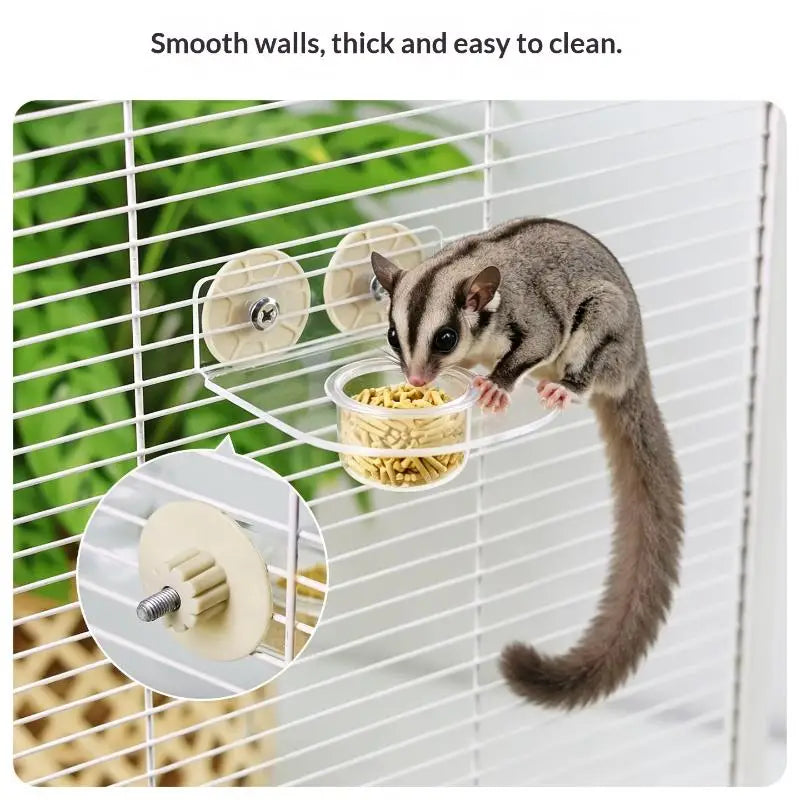 Clear Acrylic Dual Pet Feeder Bowl – Cage Clip Small Animals