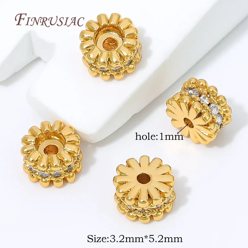 18K Gold Plated Zircon Spacer Beads | DIY Jewelry Making