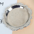 Silver & Gold Glossy Metal Tray – Decorative Serving Plate