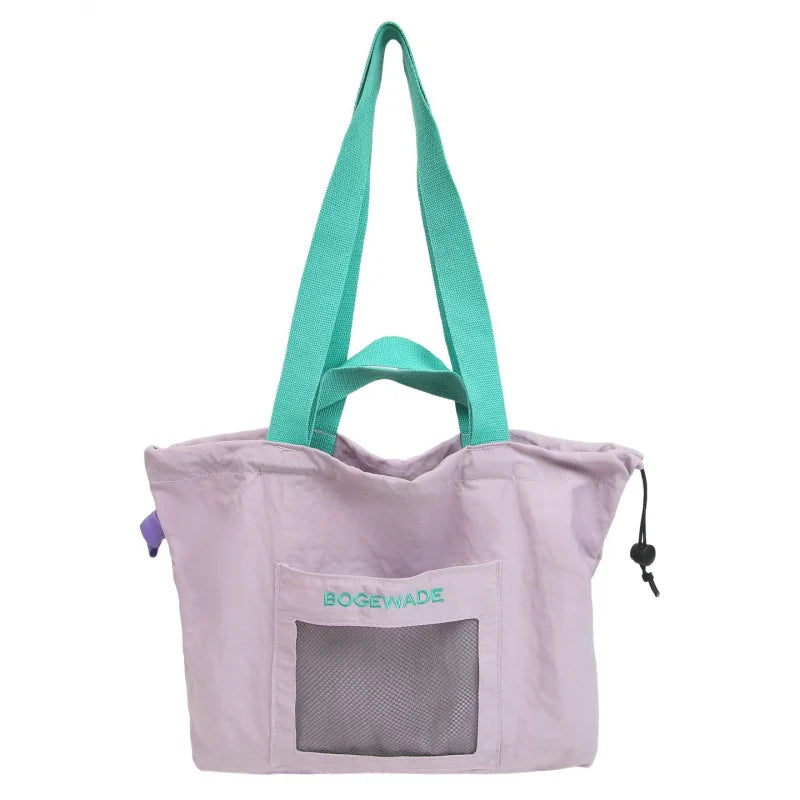 Foldable Drawstring Shoulder Bag – Lightweight Nylon Tote