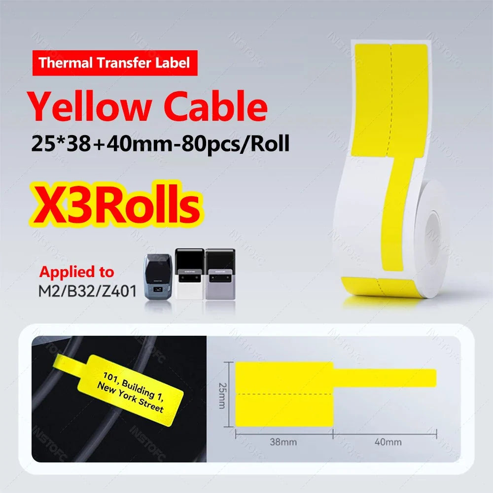 Niimbot M2/M3/B32/Z401 Waterproof Cable Wire Label Stickers