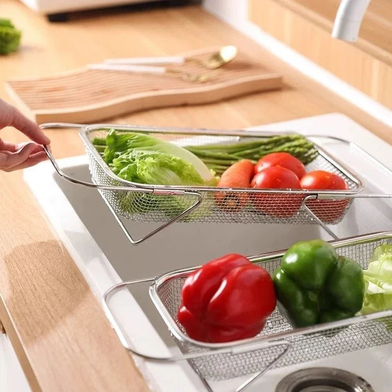 Stainless Steel Telescopic Sink Draining Rack & Organizer