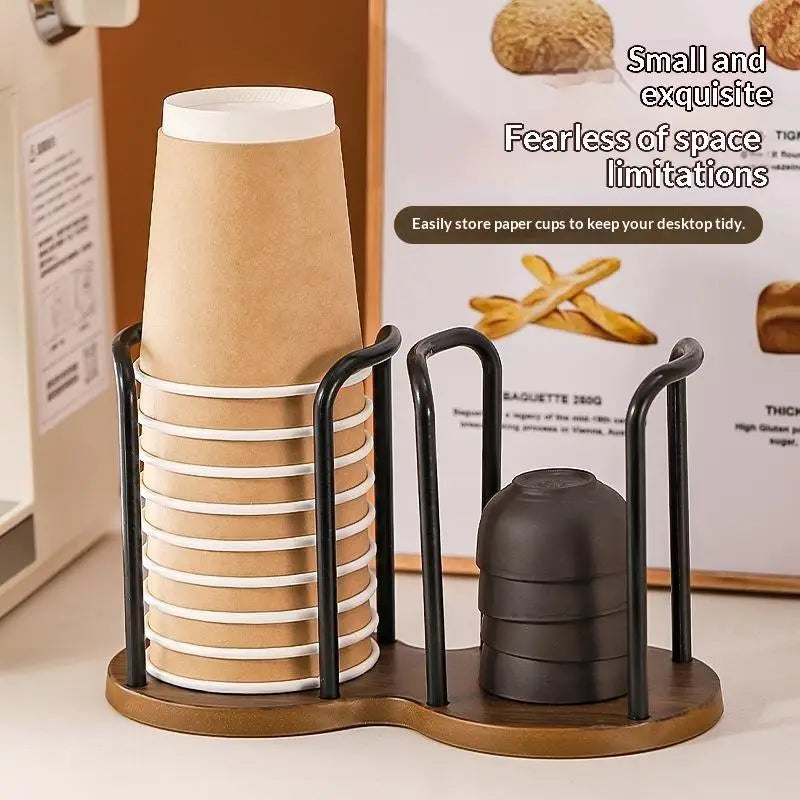 Disposable Cup Holder Dual-Slot Stackable Organizer Rack