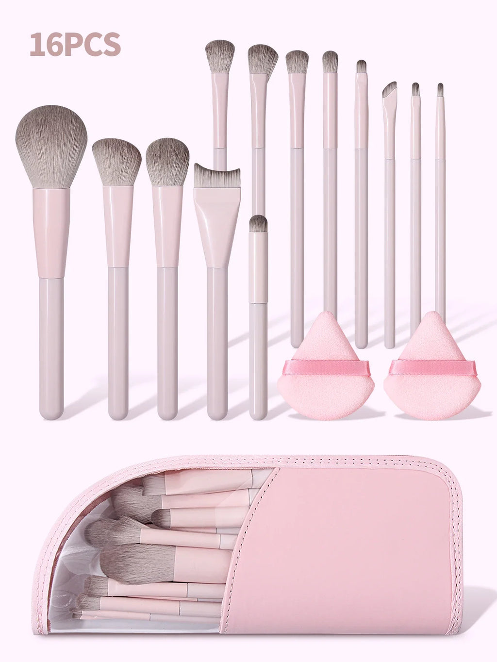 16-Piece Professional Makeup Brush Set with Storage Bag