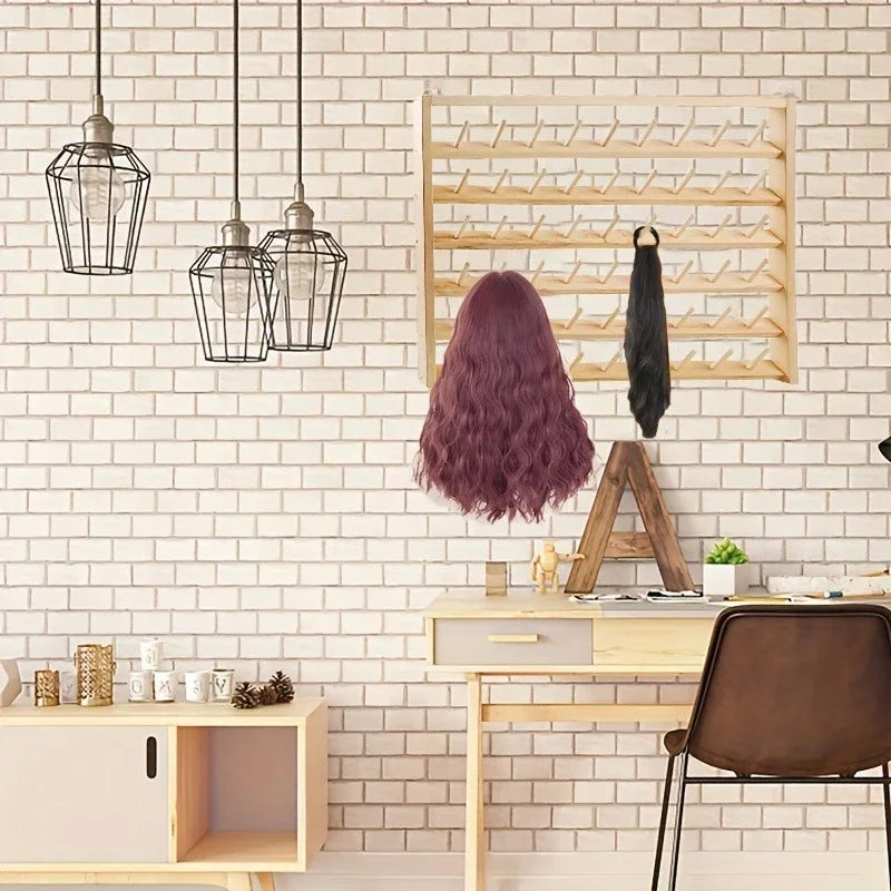 Wooden Wall Spindle Rack – Thread Spool & Hair Accessory Organizer