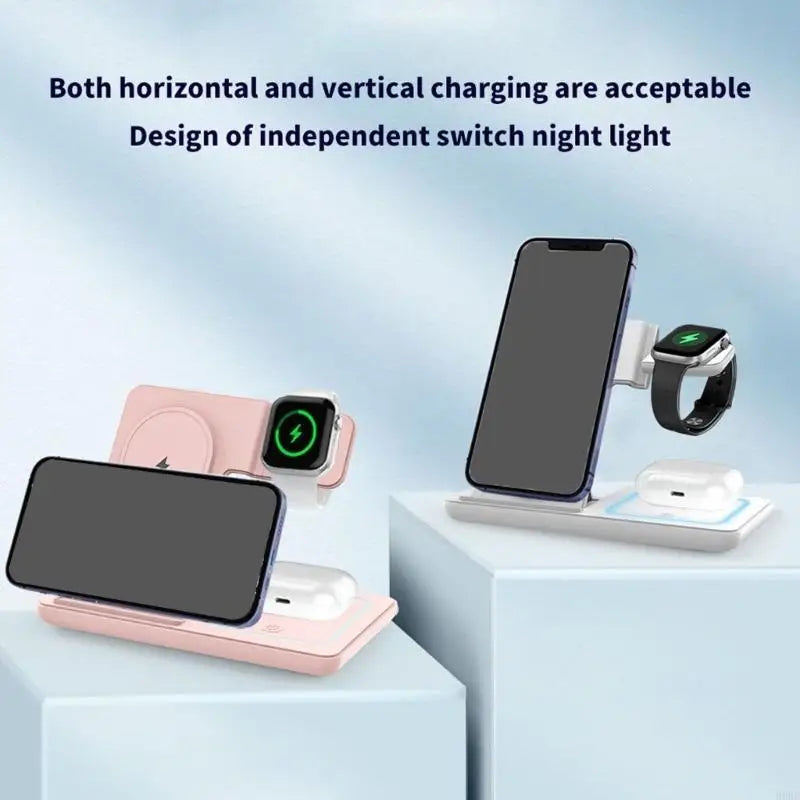 3-in-1 Foldable Wireless Charging Stand – Phone Watch Earbuds