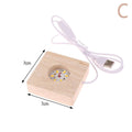 LED Solid Wood Square Night Light USB Lamp Base 5–10CM