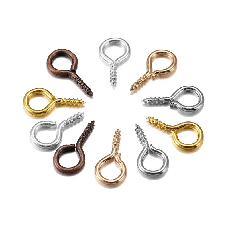 100pcs Mini Screw Eye Pins Eyelets Gold Silver Jewelry Findings DIY