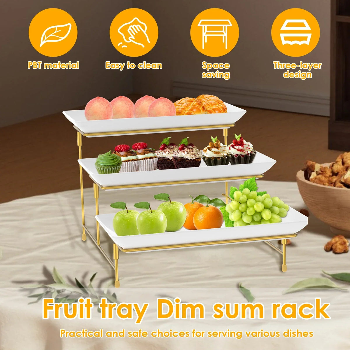 3-Tier Metal Serving Stand – Dessert & Cupcake Display Tray