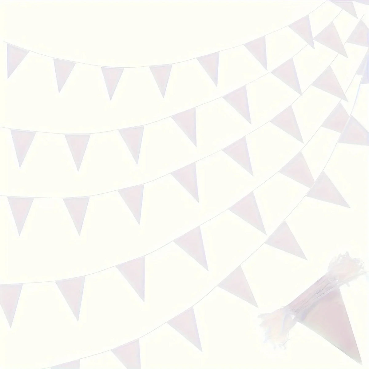 White Triangle Bunting Flag Garland 10m – Party & Wedding