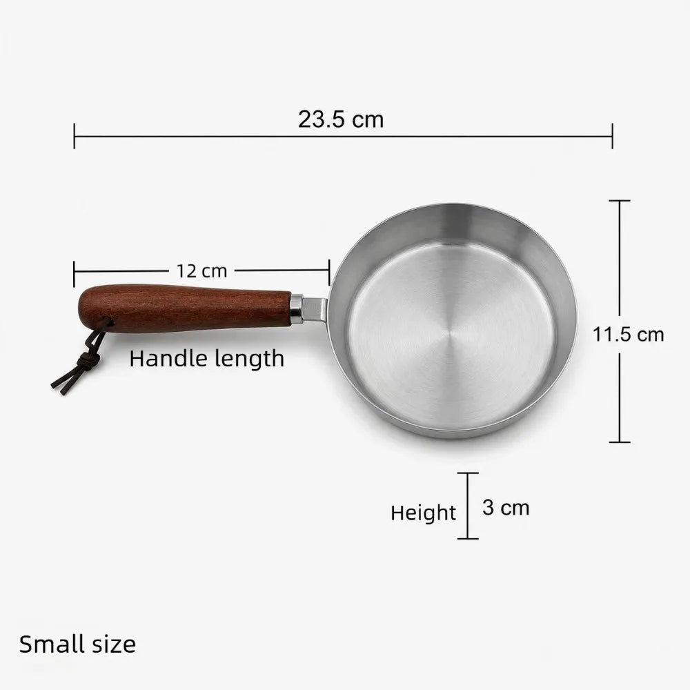 Stainless Steel Nonstick Frying Pan Wood Handle Skillet