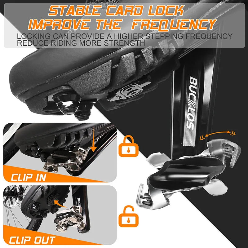 BUCKLOS MTB Self-Locking Pedals SPD Compatible Cleat Pedals