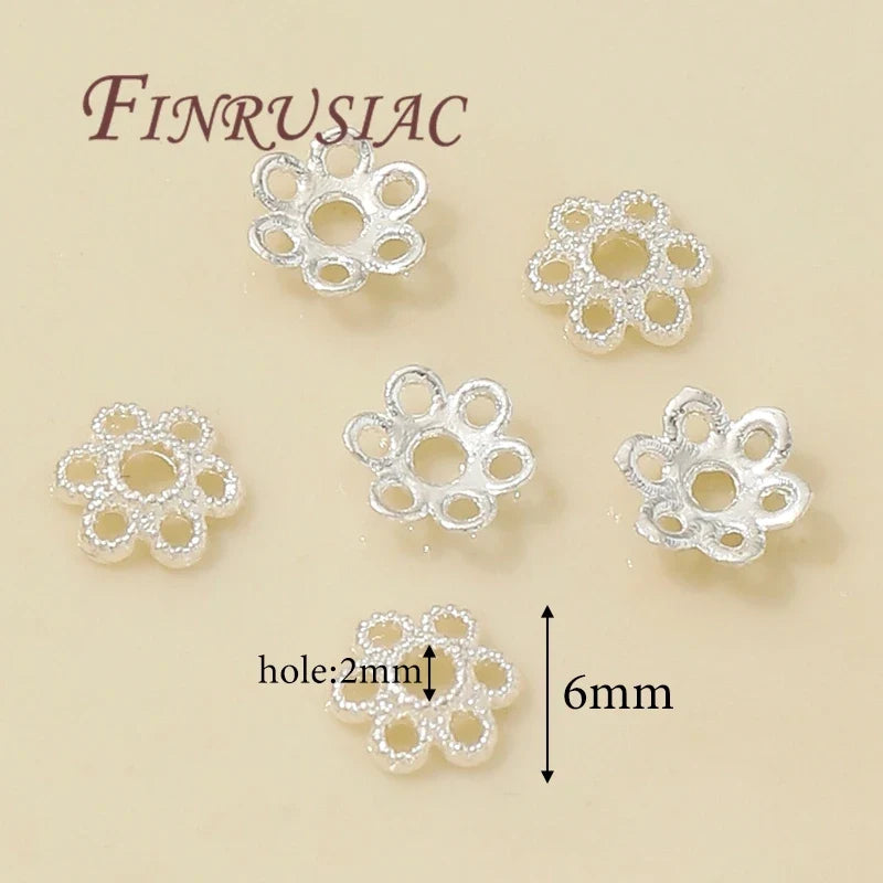 Silver Plated Flower Bead Caps for DIY Jewelry – 50/100 Pcs