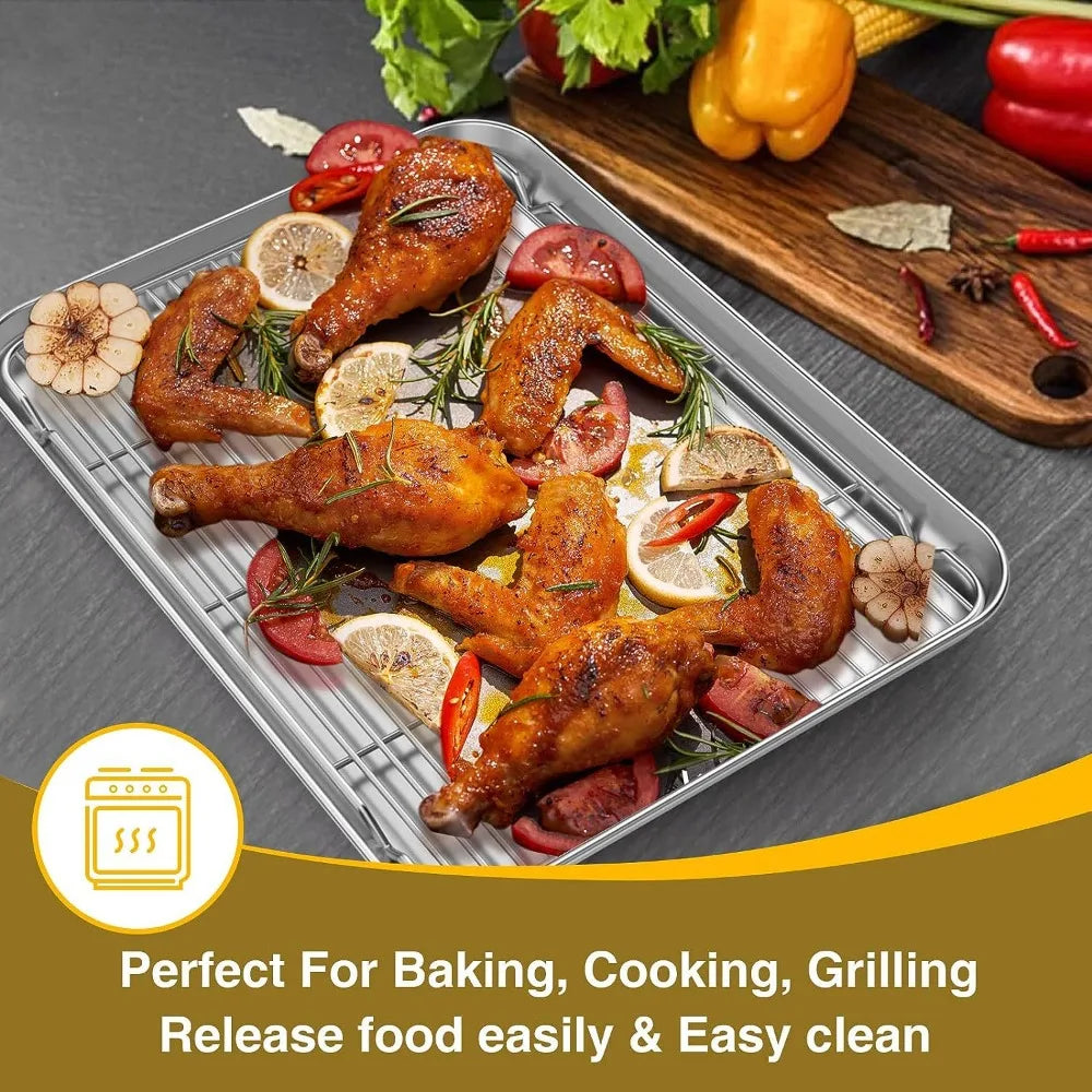 Stainless Steel Baking Pan & Wire Rack – BBQ & Camping Tray