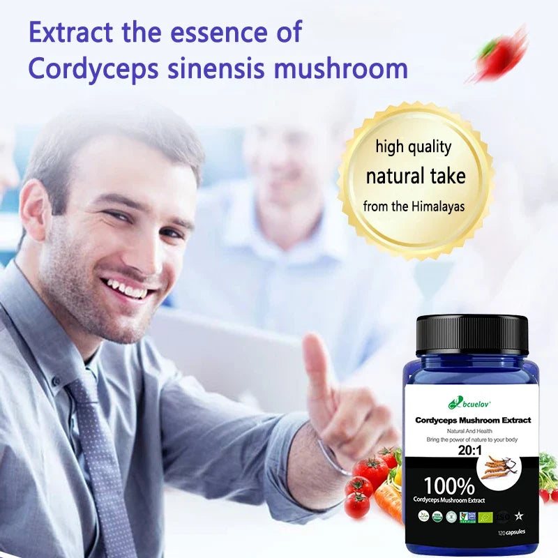 Pure Cordyceps Mushroom Extract Supplement | Vegetarian Caps