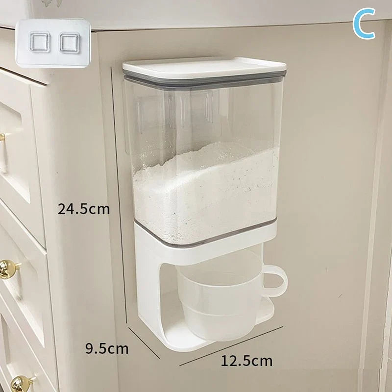 Wall-Mounted Transparent Storage Jar for Laundry Beads & Powder