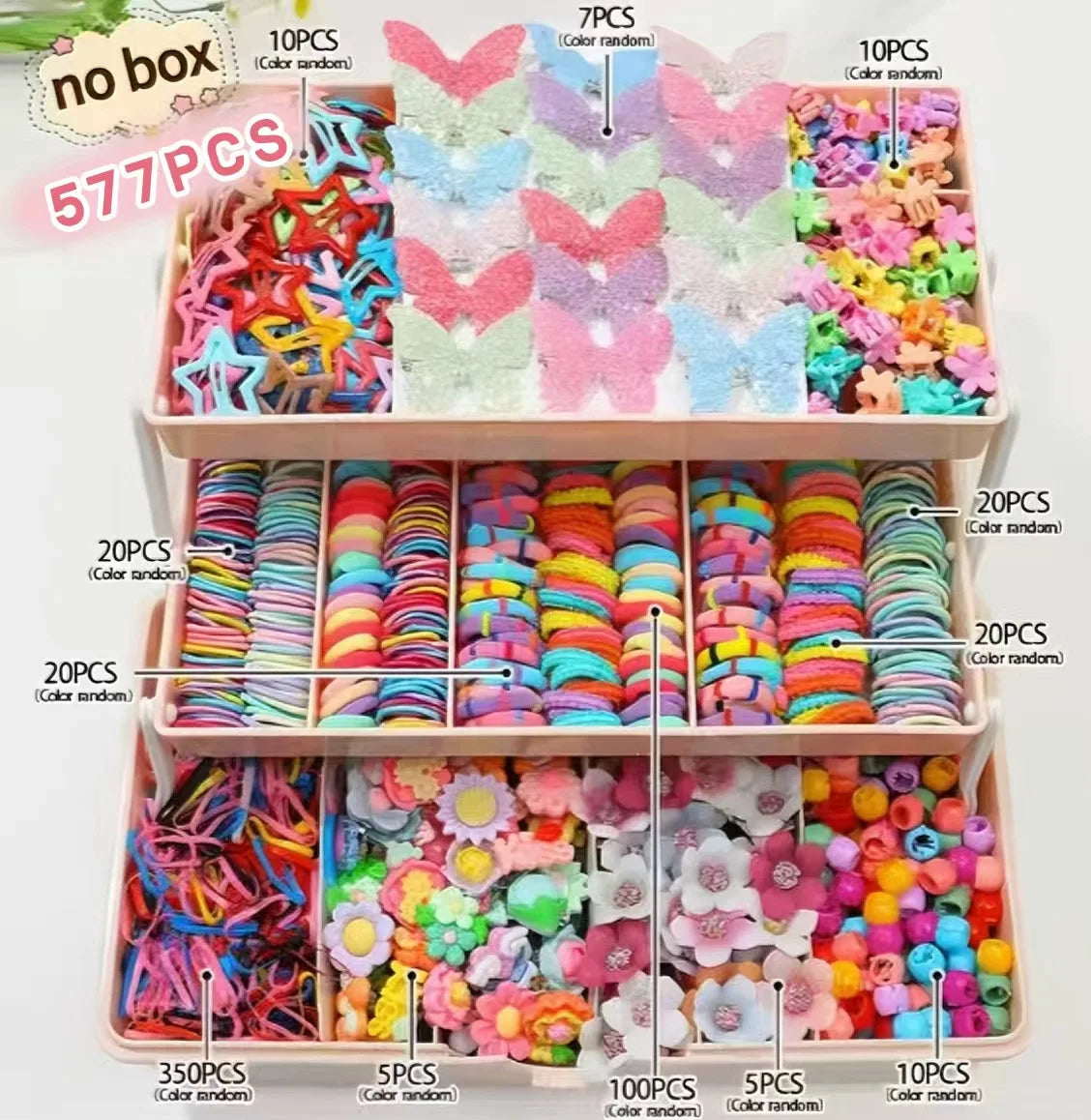 881Pcs Kids Hair Accessories – Clips, Ties & Scrunchies Set