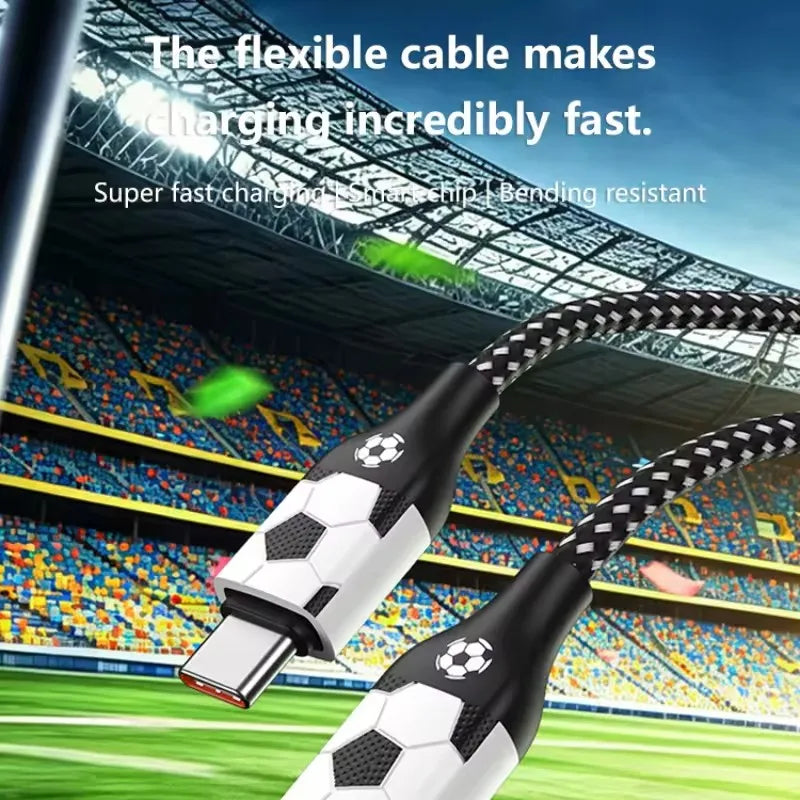 Football Style Braided Fast Charging Cable – Apple & Android