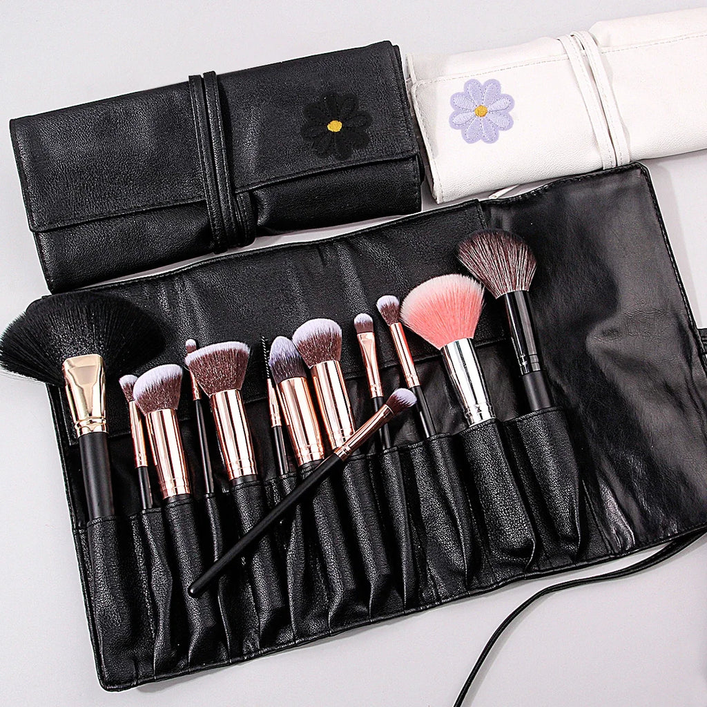 Makeup Brush Holder Bag – 12-Slot Portable PU Storage Case