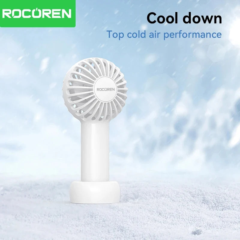 Rocoren Mini Portable USB Rechargeable Handheld Fan with Base