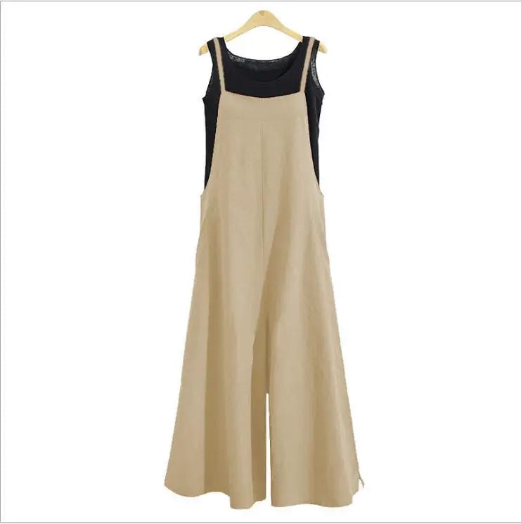 Women's Wide Leg Bib Overalls – Cotton Jumpsuit S–5XL