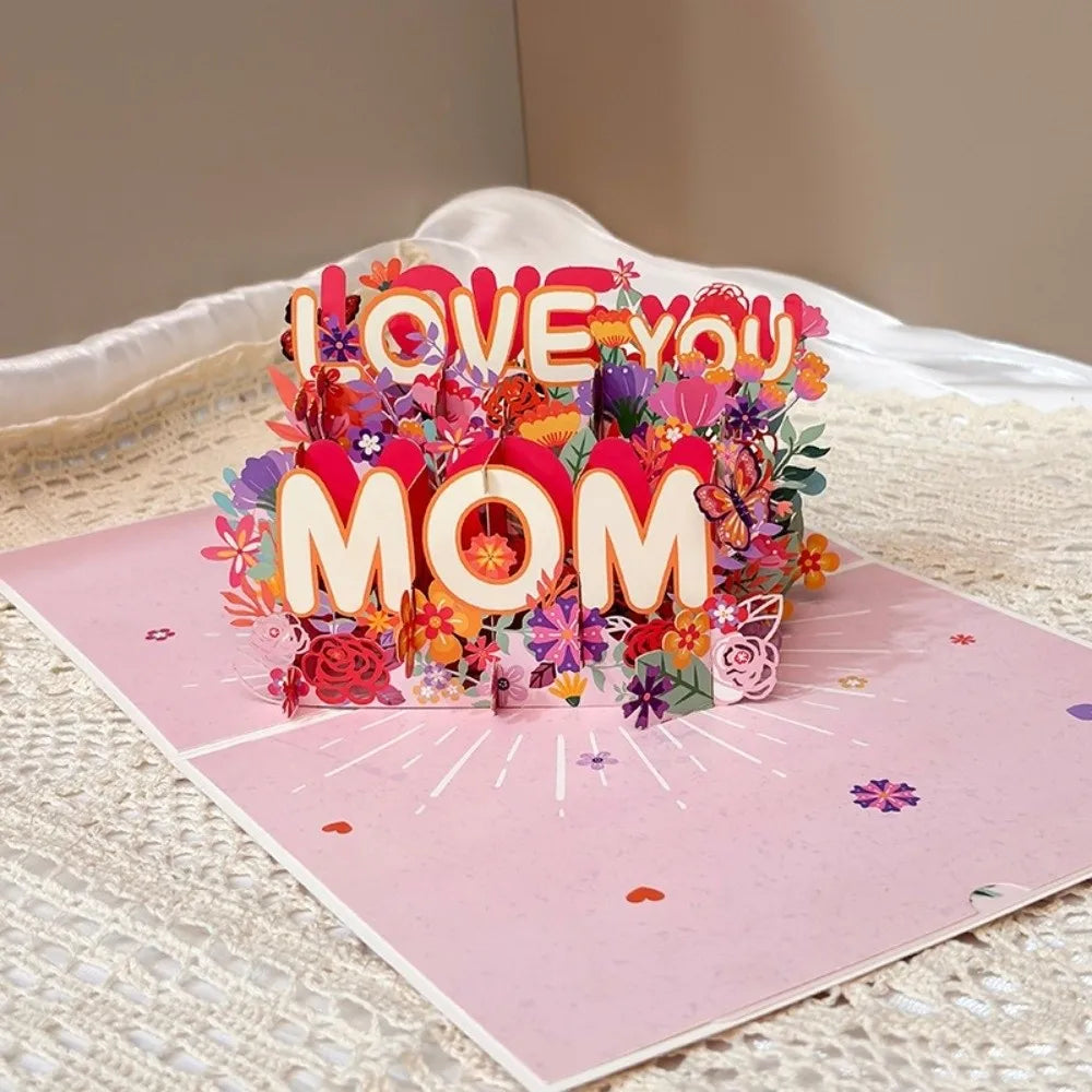 3D Pop-Up Mother's Day Card – Floral Bouquet Handmade Gift