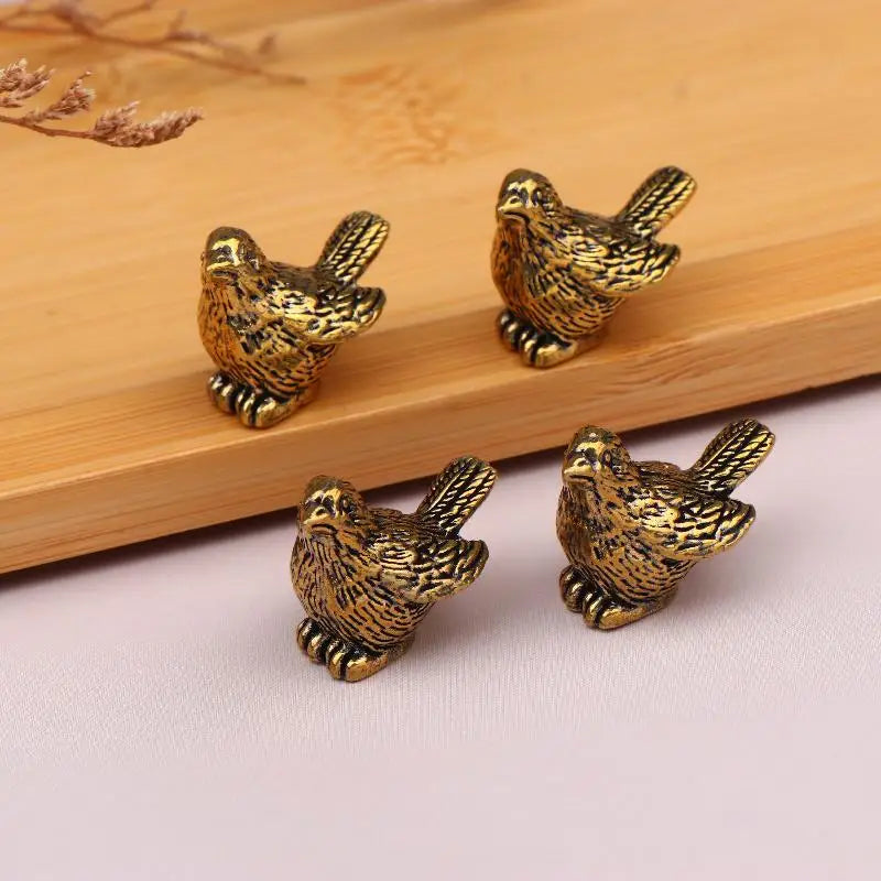 4pcs Mini Brass Bird Ornaments for Birdbaths & Garden Bowls