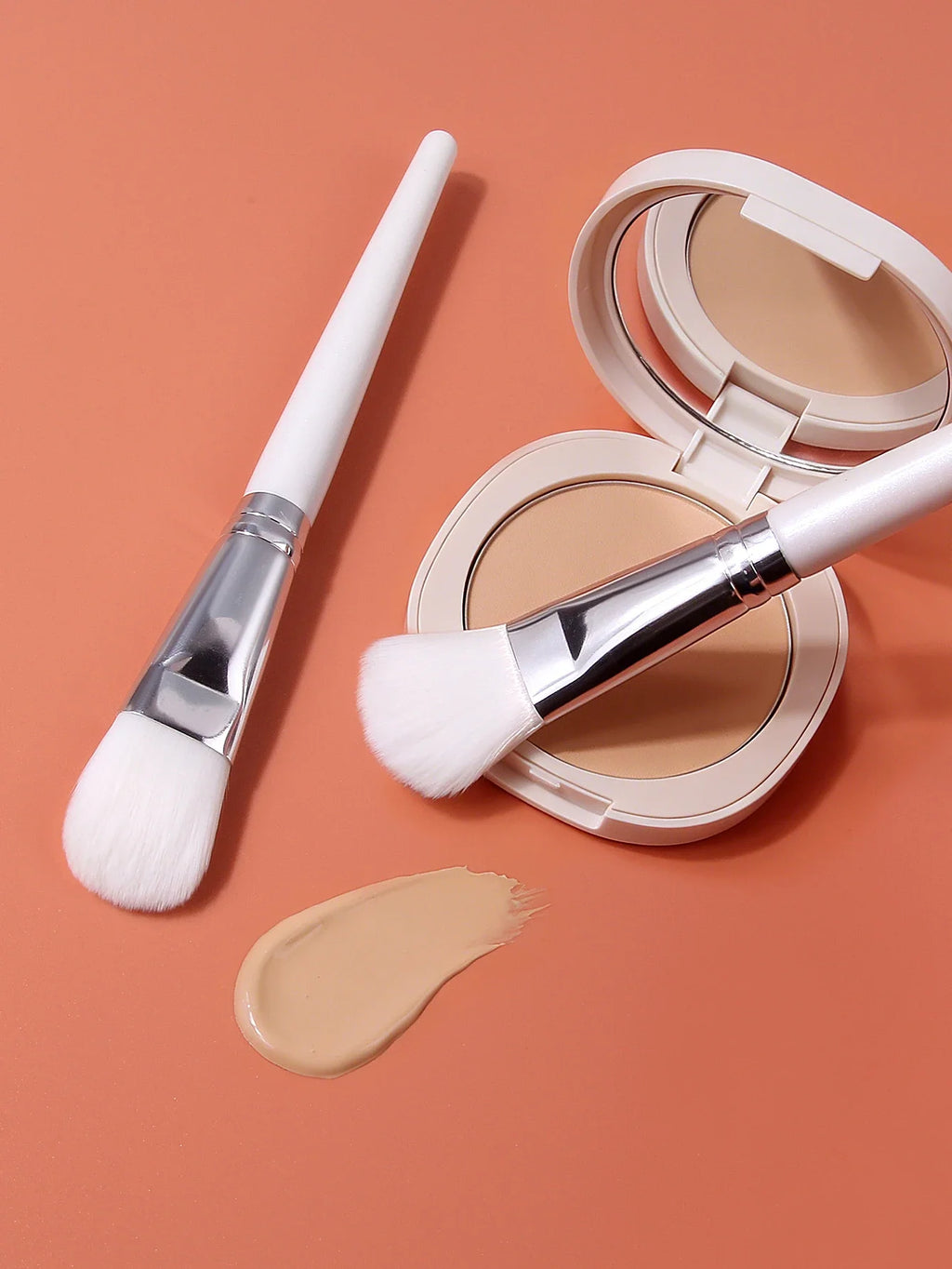 2PCS Soft Bristle Foundation Brushes – Streak-Free Face Brush Set