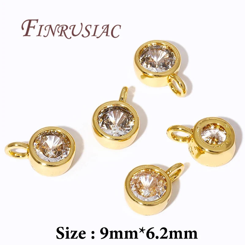 18K Gold Plated Rhinestone Round Charm Pendant – DIY Jewelry