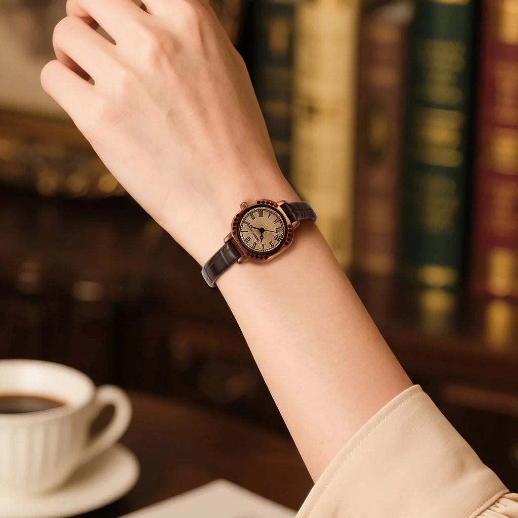 REBIRTH Retro Roman Numeral Casual Quartz Watch | Leather Band