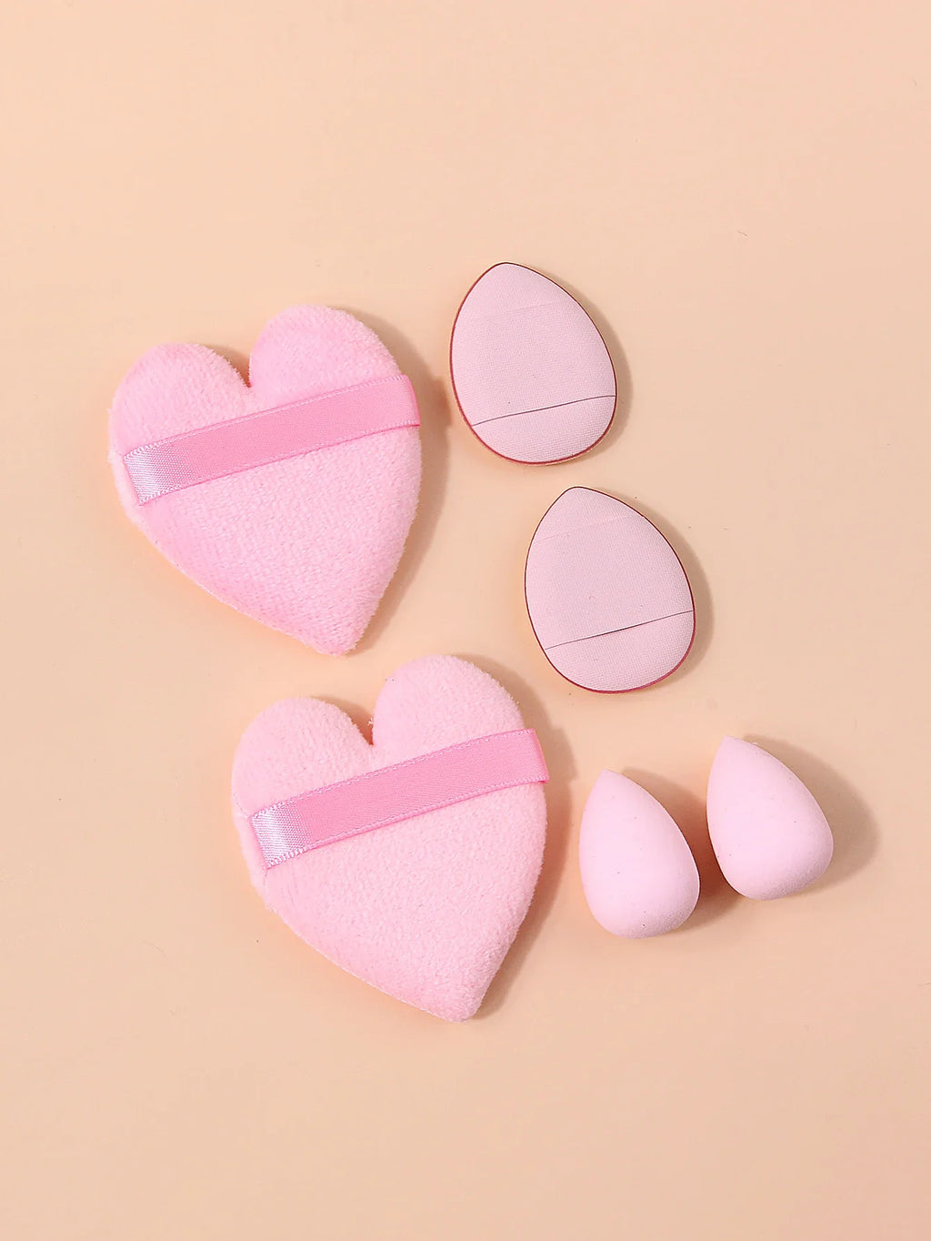 6-Piece Heart Shape Makeup Puff Set with Storage Bag