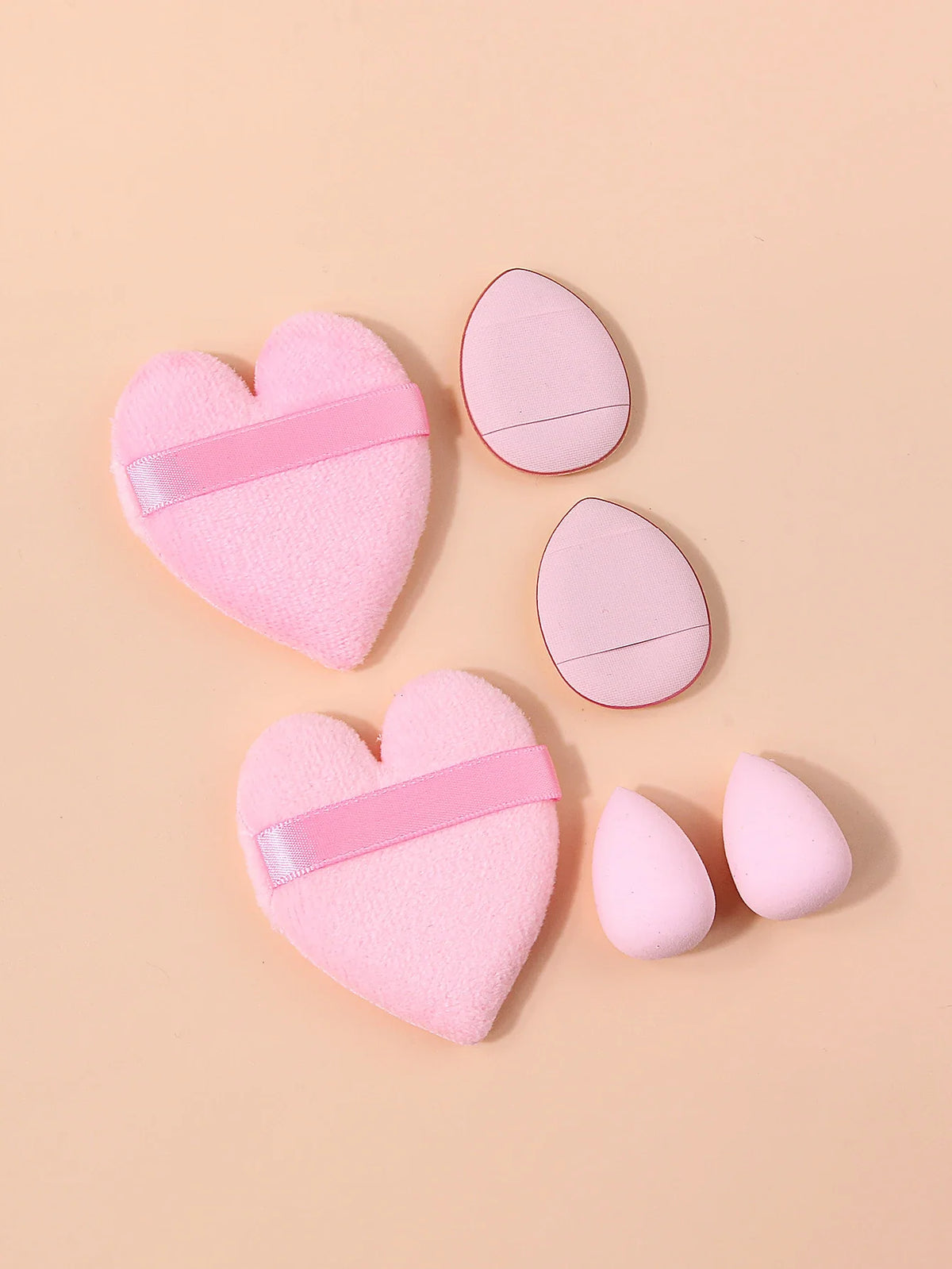 6-Piece Heart Shape Makeup Puff Set with Storage Bag